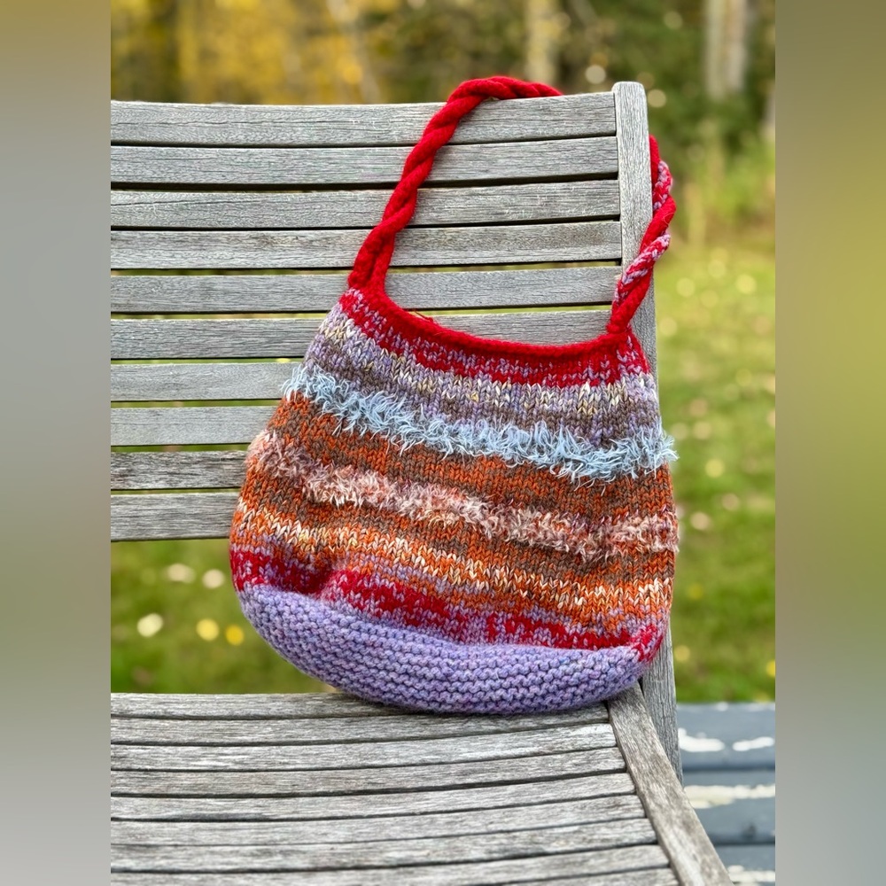 Hand Crafted Colorful Knit Hobo Bag
